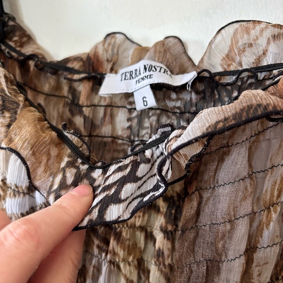 āØš¤Terra Nostra Elegant Black and Brown Off-Shoulder Dress⨠- Picture 2 of 5